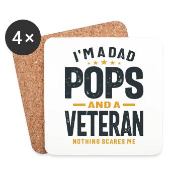 Papa Pops und Veteran, nichts macht mir Angst! - Untersetzer (4er-Set) - Weiß - Vorne