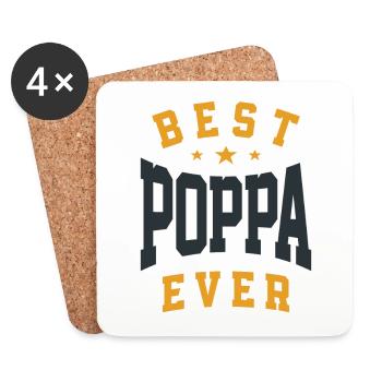 Meilleur Poppa de tous les temps - The Ultimate Dad Joke - Father’s - Dessous de verre (lot de 4) - blanc - Devant