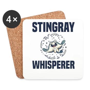 Stingrays Manta rays Ocean - Coasters (set of 4) - white - Front