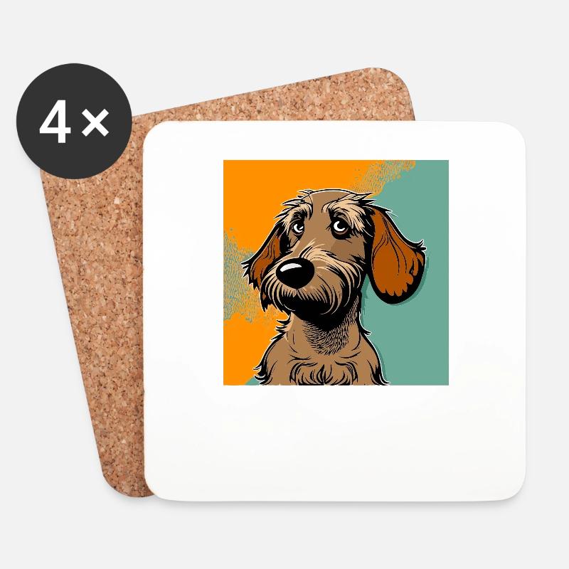 Hund im comic style - Untersetzer (4er-Set) - Weiß