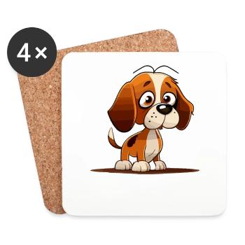Hund im comic style - Untersetzer (4er-Set) - Weiß - Vorne