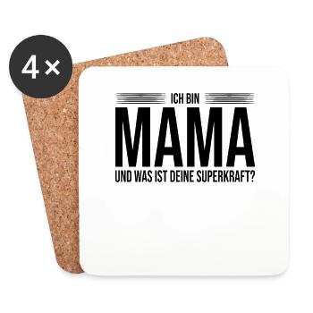 Mama Superkraft Spruch - Untersetzer (4er-Set) - Weiß - Vorne