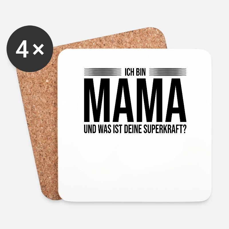 Mama Superkraft Spruch - Untersetzer (4er-Set) - Weiß