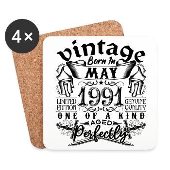 Birthday 1991 May 1991! born May 1991 - Coasters (set of 4) - white - Front