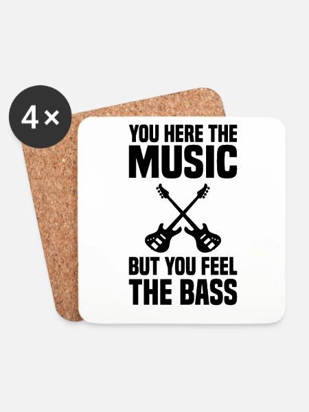 Bass Gitarre - Untersetzer (4er-Set) - Weiß
