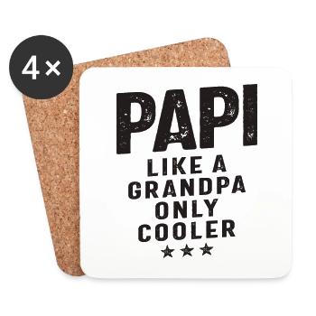 Papi wie ein Opa Nur Kühler - Untersetzer (4er-Set) - Weiß - Vorne