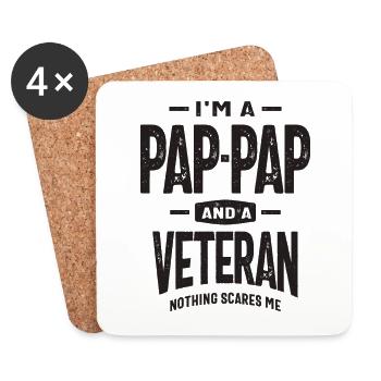 Pap-Pap-Veteran - Furchtloser Vater und Opa - Untersetzer (4er-Set) - Weiß - Vorne
