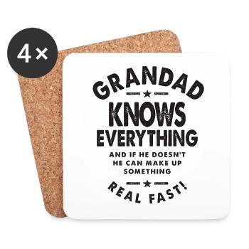 Grandad Knows Everything - Dad & Grandpa - Coasters (set of 4) - white - Front