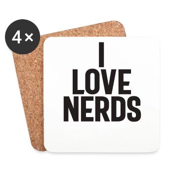 J’aime les nerds - Geeky - Dessous de verre (lot de 4) - blanc - Devant