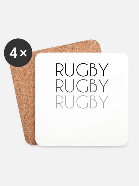 Rugby Schriftzug - Untersetzer (4er-Set) - Weiß