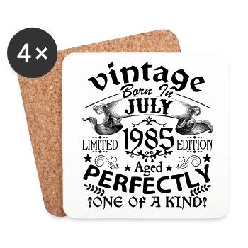 July 1985 | Vintage 1985 | born in July - Coasters (set of 4) - white - Front