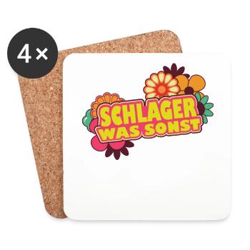 Schlager was sonst Schlagermusik Schlagerparty - Untersetzer (4er-Set) - Weiß - Vorne