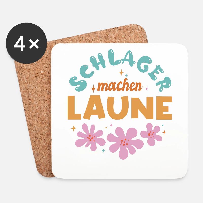 Schlager machen Laune Schlagermusik Schlagerparty - Untersetzer (4er-Set) - Weiß