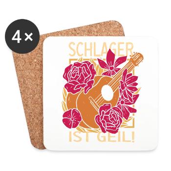 Schlager ist geil Schlagermusik Schlagerparty - Untersetzer (4er-Set) - Weiß - Vorne