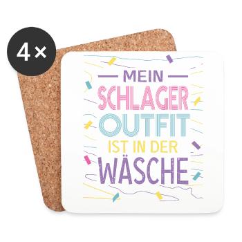 Mein Schlager Outfit ist in der Wäsche - Untersetzer (4er-Set) - Weiß - Vorne