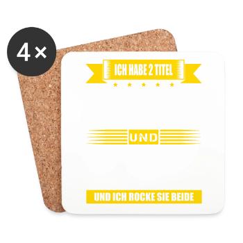 Zwei Titel Papa Und Lehrer Und Ich Rocke Sie Beide - Untersetzer (4er-Set) - Weiß - Vorne