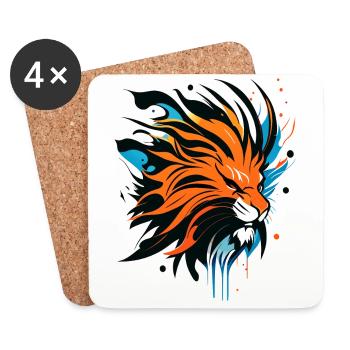 Lion's head, colored - Coasters (set of 4) - white - Front