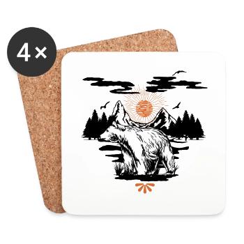 Bear in nature - Coasters (set of 4) - white - Front