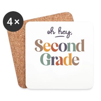 Oh Hey 2nd Second Grade, Back To School - Coasters (set of 4) - white - Front