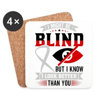 Blindness consciousness Blind by law - Coasters (set of 4) - white - Front