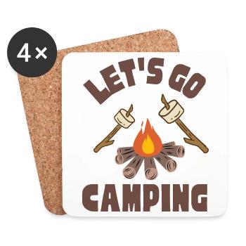 Let's go camping (Lagerfeuer, Marshmallow, Campen) - Untersetzer (4er-Set) - Weiß - Vorne