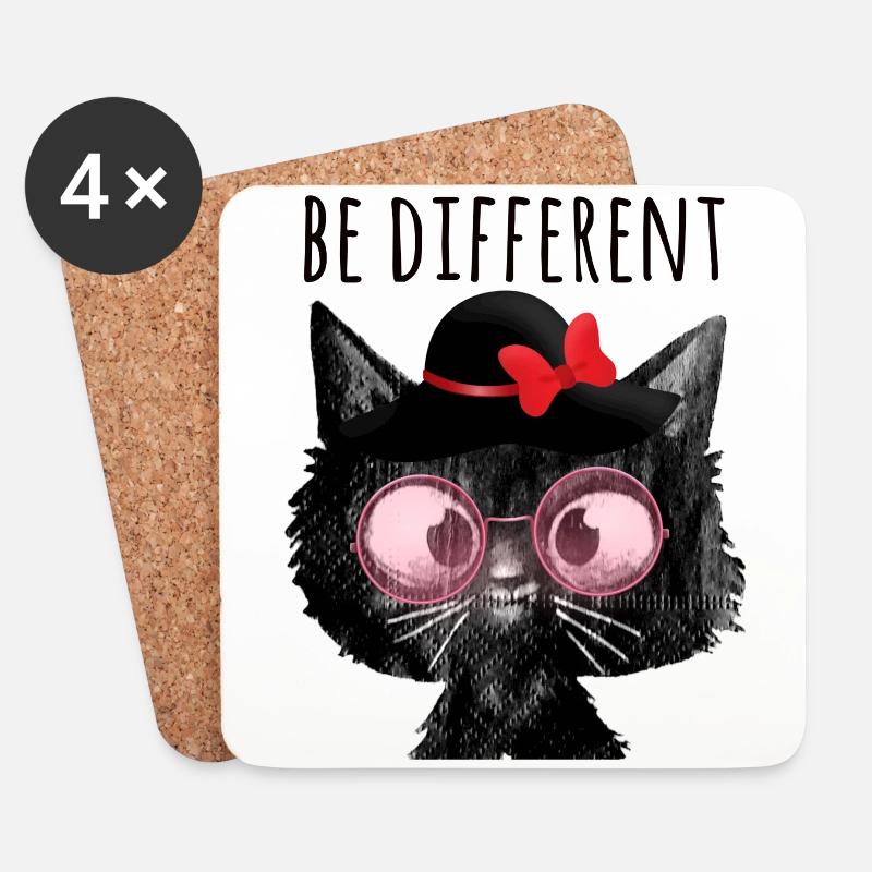 Be different,katze,girly, Sonnenbrille, Herzen - Untersetzer (4er-Set) - Weiß