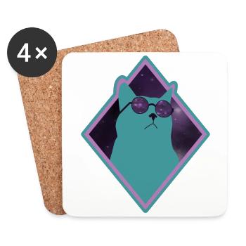 Katze Galaxy grün - Untersetzer (4er-Set) - Weiß - Vorne