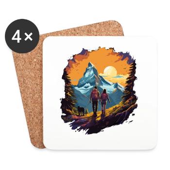 Zermatt, Matterhorn, Matterhorn mountain, hiker - Coasters (set of 4) - white - Front