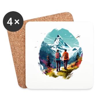 Zermatt, Matterhorn, Matterhorn mountain, hiker - Coasters (set of 4) - white - Front