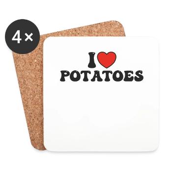 J’adore les pommes de terre - Dessous de verre (lot de 4) - blanc - Devant