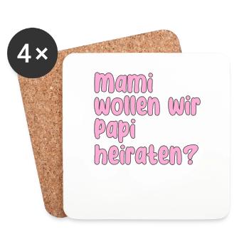 Mama Papa Heiraten Spruch - Untersetzer (4er-Set) - Weiß - Vorne