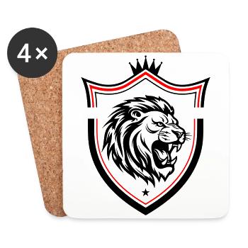 Bouclier de tête de symbole de lion - Dessous de verre (lot de 4) - blanc - Devant