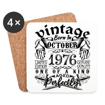 Birthday 1976 October 1976 born in October 1976 - Coasters (set of 4) - white - Front