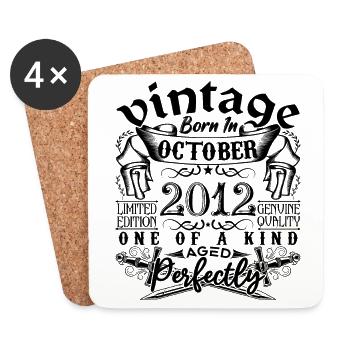 Birthday 2012 October 2012 born in October 2012 - Coasters (set of 4) - white - Front