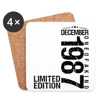 Birthday December 1987 December born in December - Coasters (set of 4) - white - Front