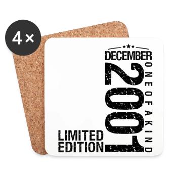 Birthday December 2001 December born in December - Coasters (set of 4) - white - Front