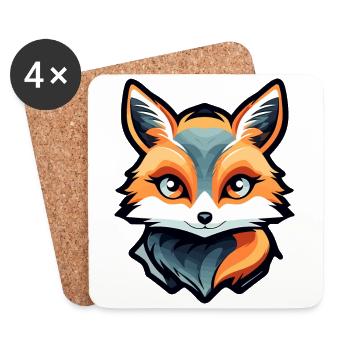 Dessin de renard - Dessous de verre (lot de 4) - blanc - Devant
