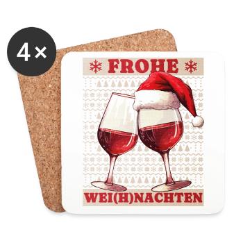 Weihnachten Wein Rotwein Glas Wei(h)nachten Lustig - Untersetzer (4er-Set) - Weiß - Vorne
