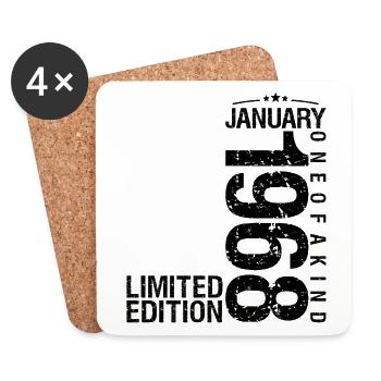 Birthday January 1968 January born in January - Coasters (set of 4) - white - Front