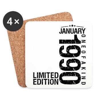 Geburtstag Januar 1990 Januar geboren im Januar - Untersetzer (4er-Set) - Weiß - Vorne