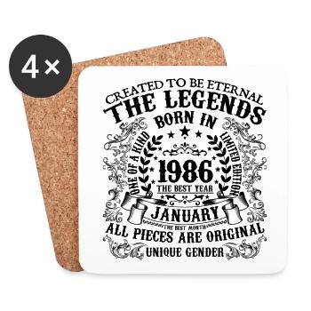 Birthday 1986 January 1986 born in January 1986 - Coasters (set of 4) - white - Front