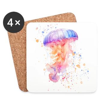 Jellyfish Trend Jellyfish in Pastel Colors 2024 - Coasters (set of 4) - white - Front