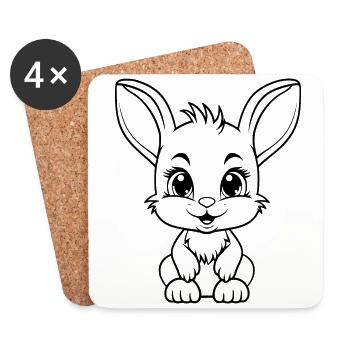 Lapin mignon - Dessous de verre (lot de 4) - blanc - Devant