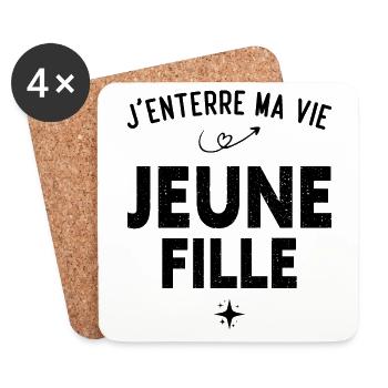 Ma Vie de Jeune Fille Cadeau EVJF Humour Drôle - Dessous de verre (lot de 4) - blanc - Devant