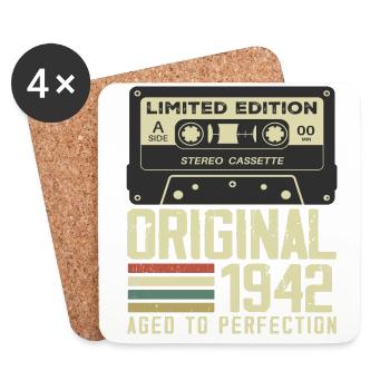 82nd Retro Style Anniversary Gift 1942 - Coasters (set of 4) - white - Front