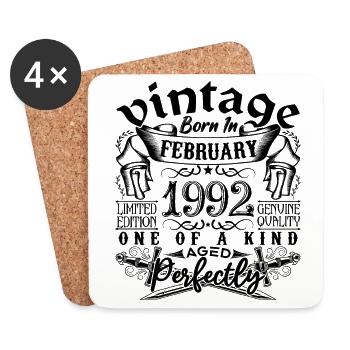 Birthday 1992 February 1992 born in February - Coasters (set of 4) - white - Front
