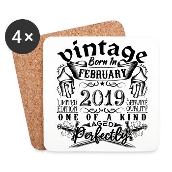 Birthday 2019 February 2019 born in February - Coasters (set of 4) - white - Front