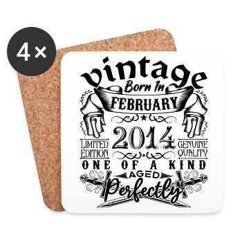 Birthday 2014 February 2014 born in February - Coasters (set of 4) - white - Front