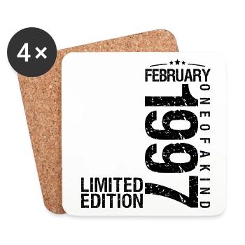 Birthday February 1997 February born in February - Coasters (set of 4) - white - Front
