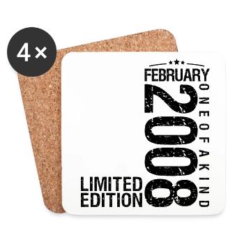 Birthday February 2008 February born in February - Coasters (set of 4) - white - Front